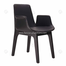 Black genuine leather Ventura armchair